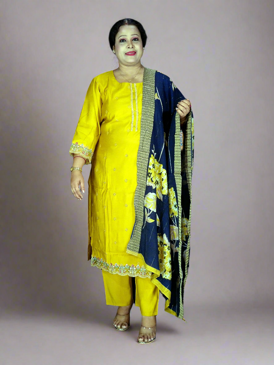 Harini Three Piece Straight Cut Kurti Set