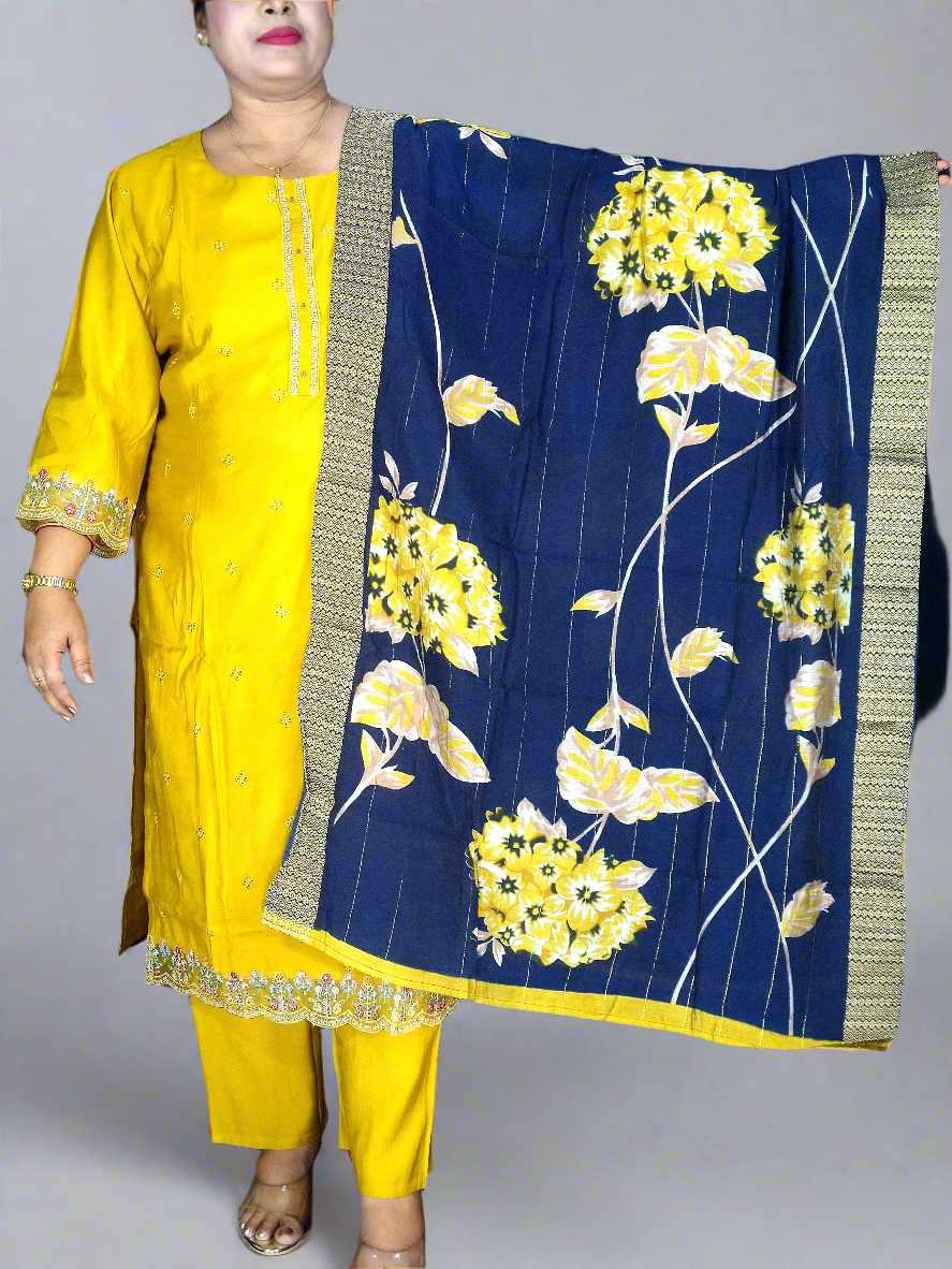 Harini Three Piece Straight Cut Kurti Set