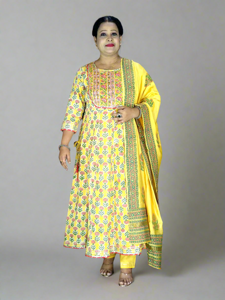 Harini Three Piece Anarkali Cut Kurti Set