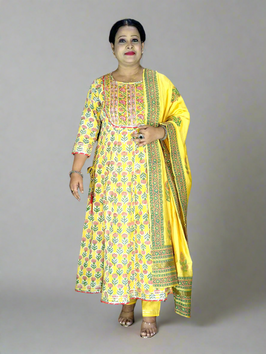 Harini Three Piece Anarkali Cut Kurti Set