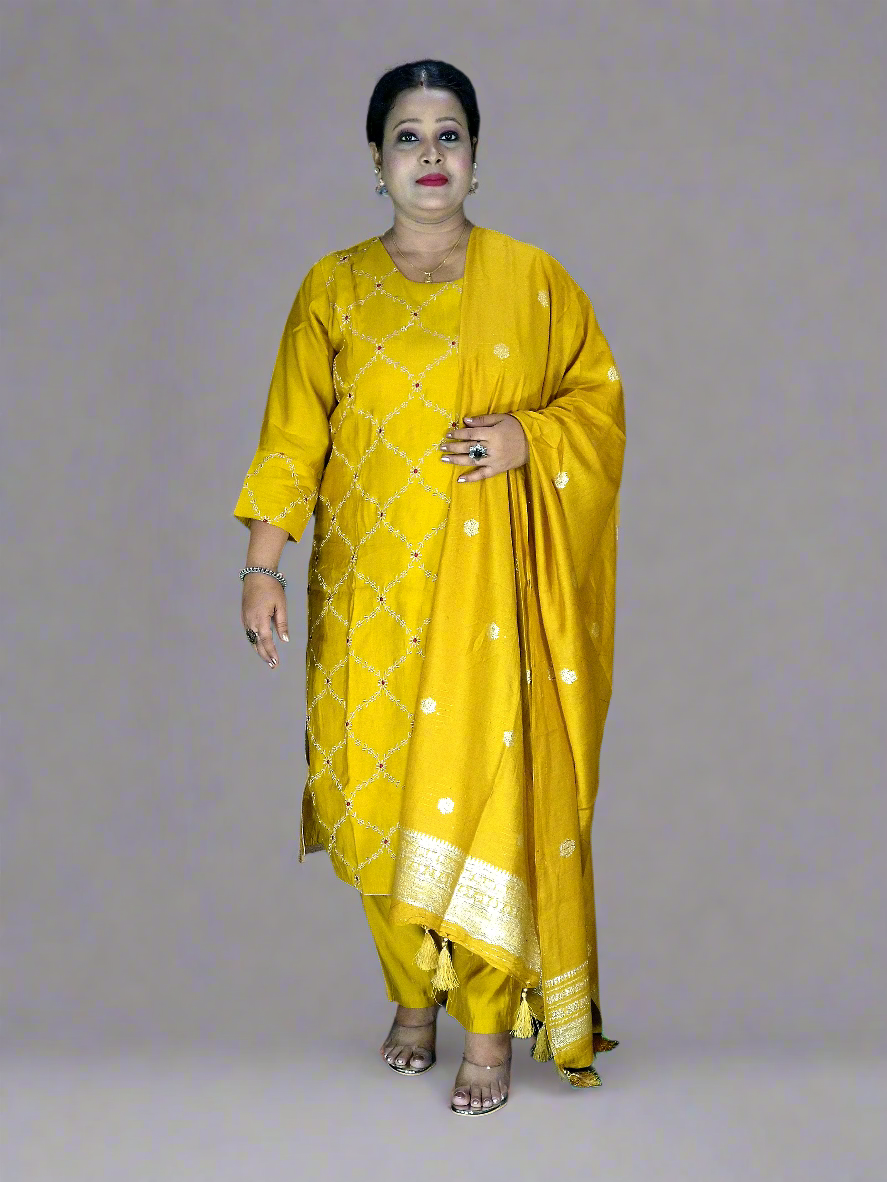 Harini Three Piece Straight Cut Kurti Set