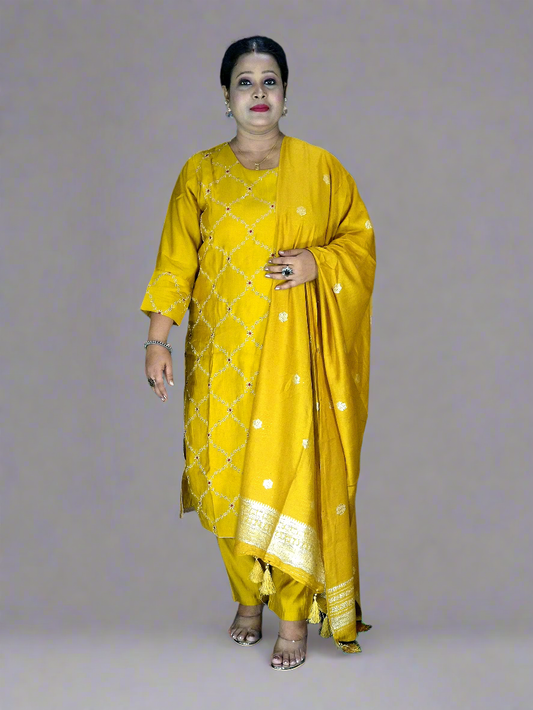 Harini Three Piece Straight Cut Kurti Set