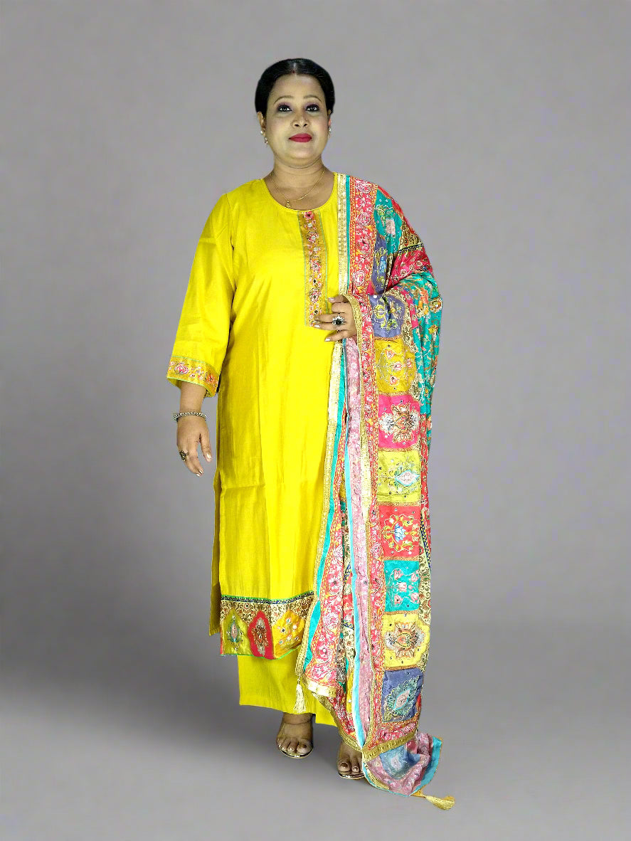 Taraana Three Piece Straight Cut Kurti Set