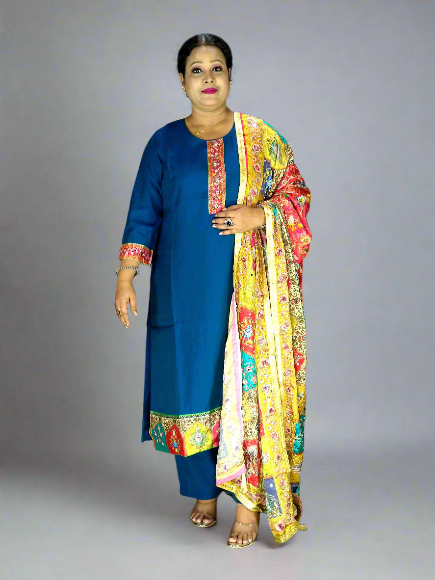 Neelam Three Piece Straight Cut Kurti Set