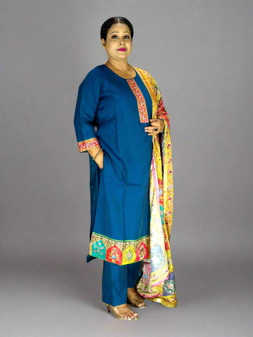 Neelam Three Piece Straight Cut Kurti Set