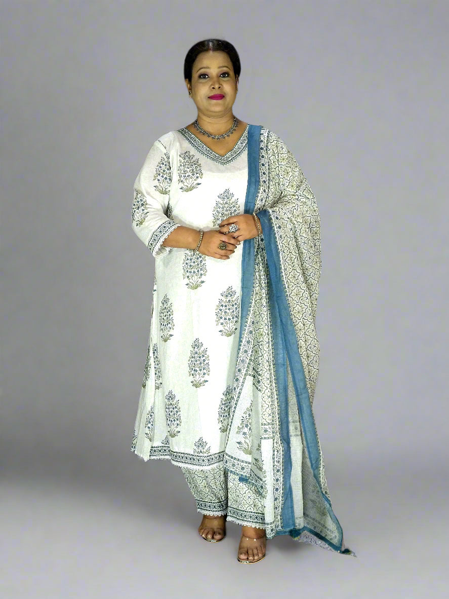 Ruhani Three Piece Straight Cut Kurti Set